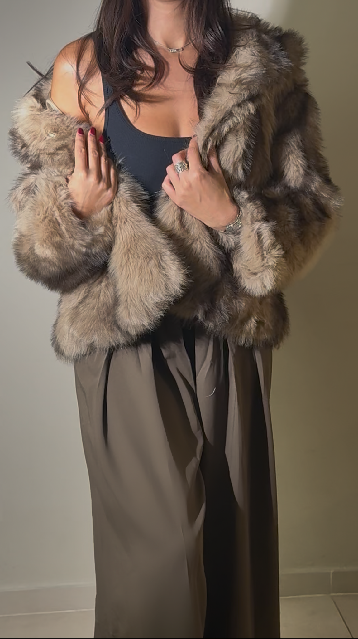 Manteau vegan large à capuche